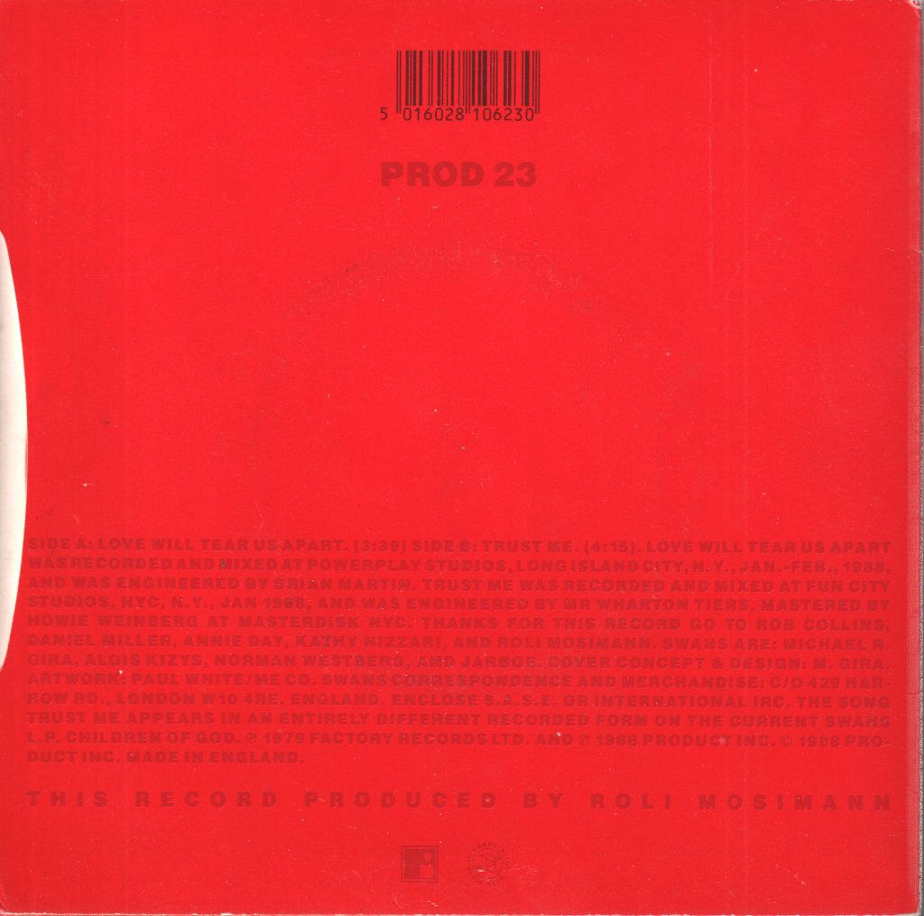 Swans - Love Will Tear Us Apart - 7 Inch