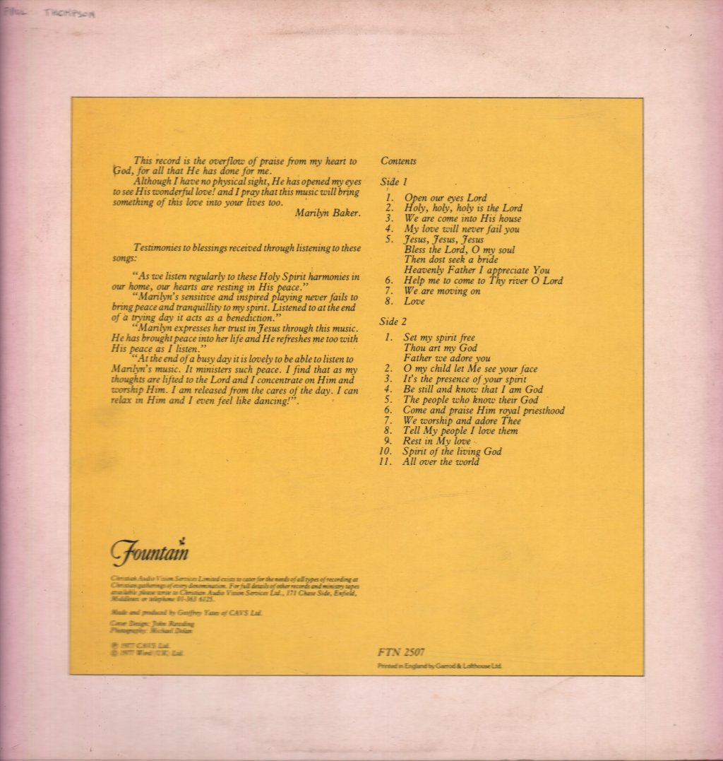 Marilyn & Carol - Open Our Eyes Lord Worship Songs With Marilyn & Carol - Lp