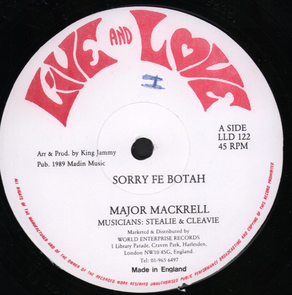 Major Mackrell / Thriller U - Sorry Fe Botah / I've Been Sitting - 12 Inch