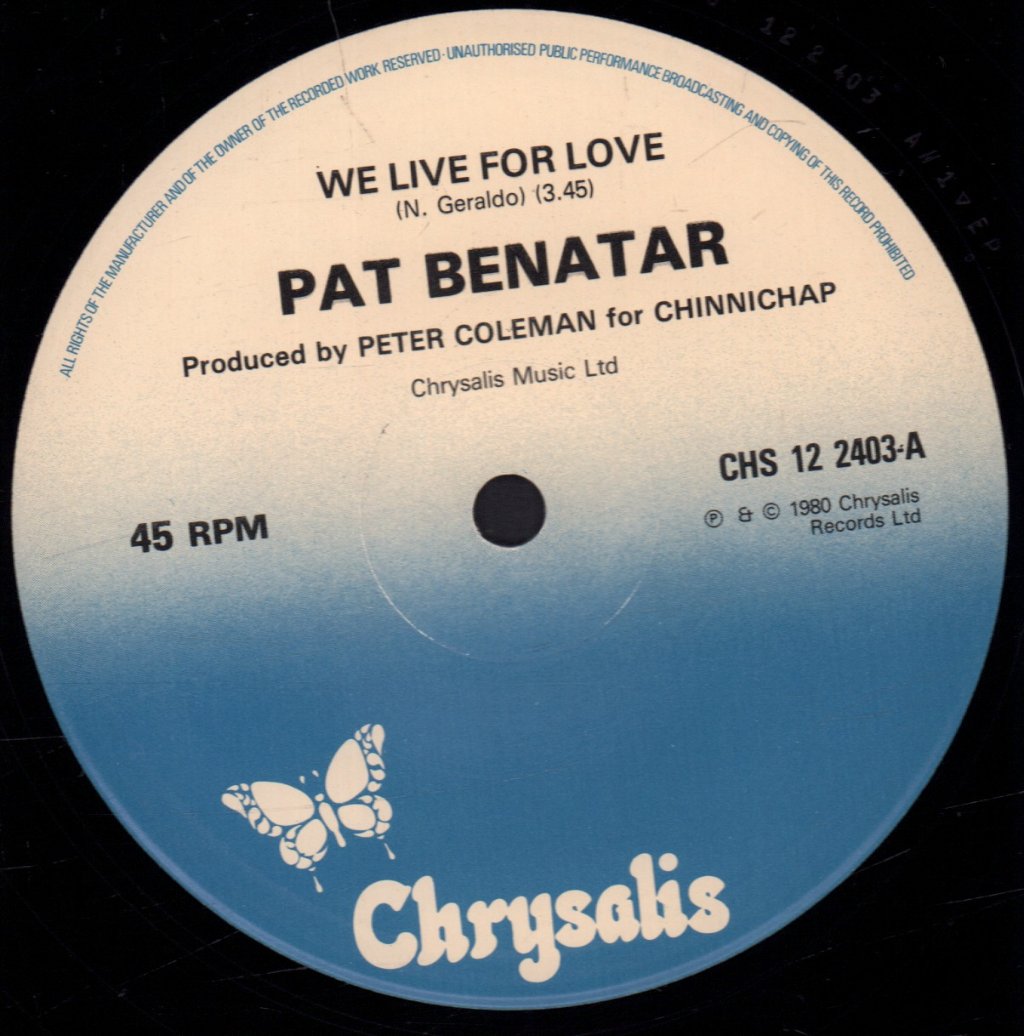 Pat Benatar - We Live For Love - 12 Inch