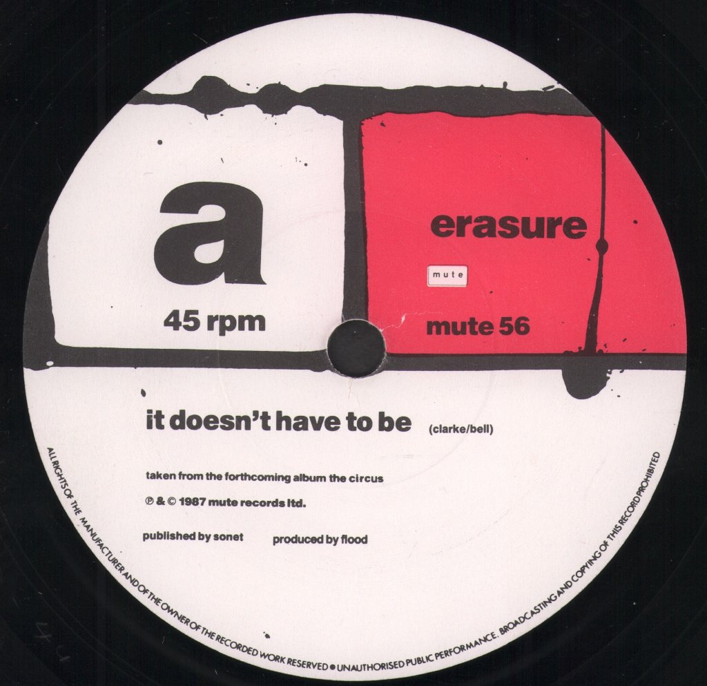 Erasure - It Doesn't Have To Be - 7 Inch