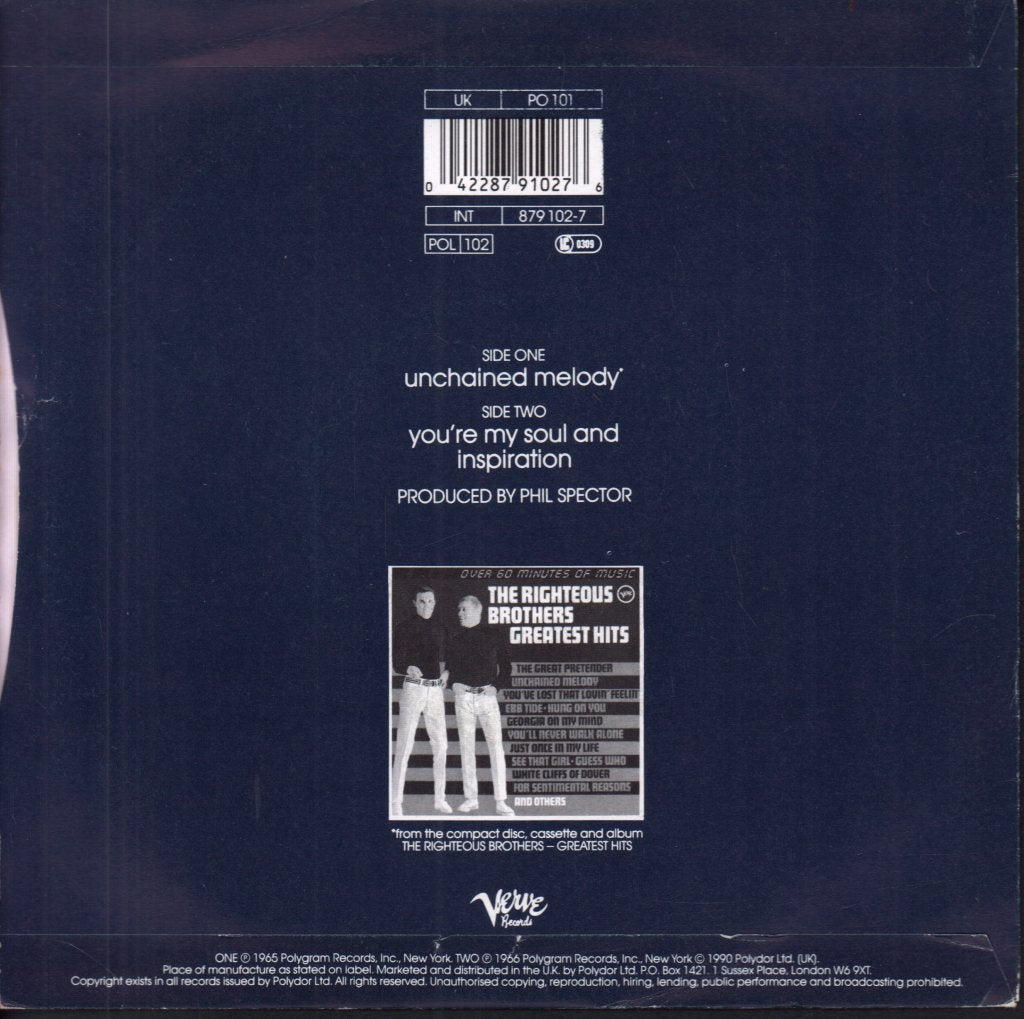 Righteous Brothers - Unchained Melody - 7 Inch