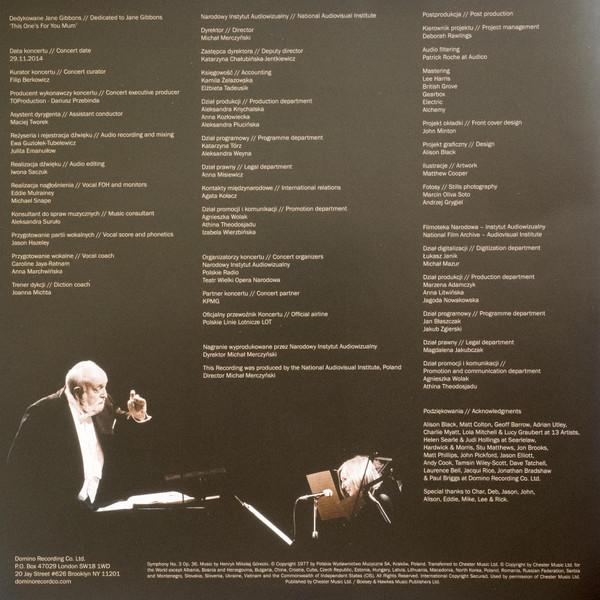 Beth Gibbons and the polish national radio symphony orchestra - gorecki Symphony No. 3 Symphony Of Sorrowful Songs Op. 36 - Lp