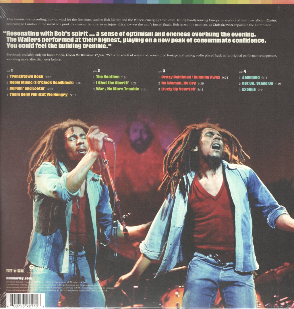 Bob Marley & The Wailers - Live At The Rainbow, 4th June 1977 - Double Lp