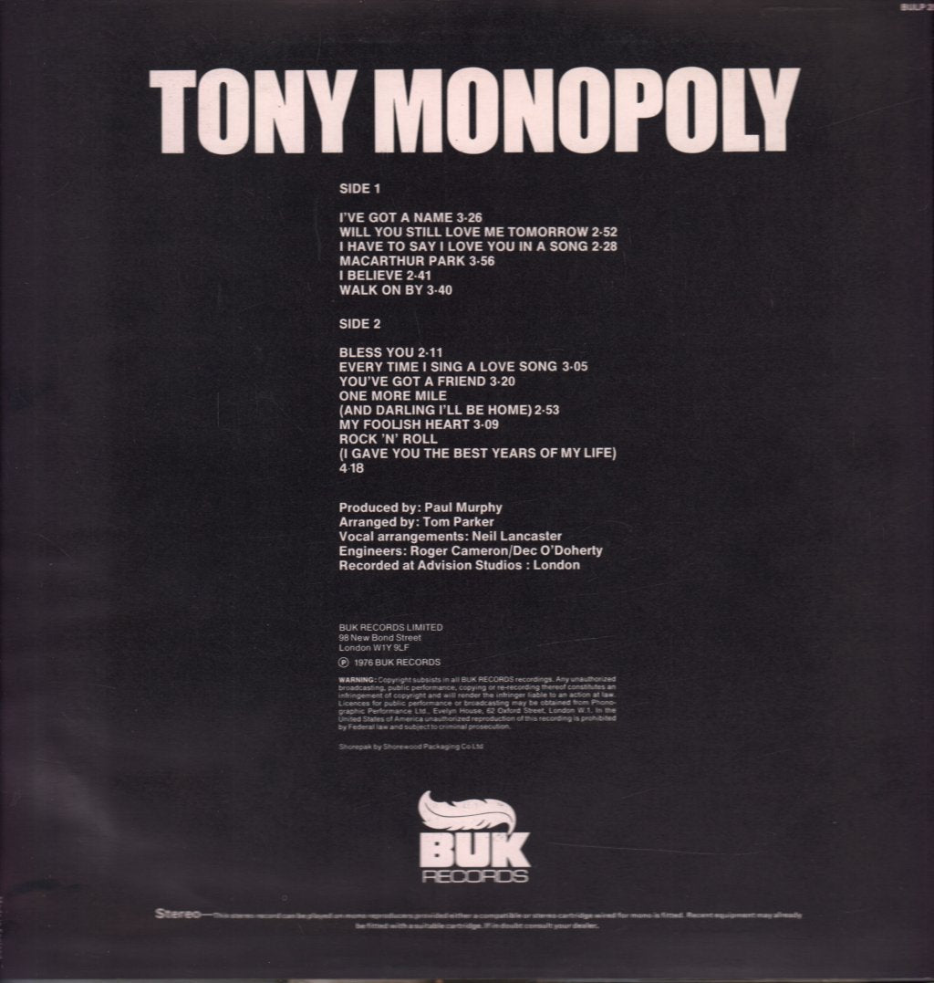 Tony Monopoly - Tony Monopoly - Lp