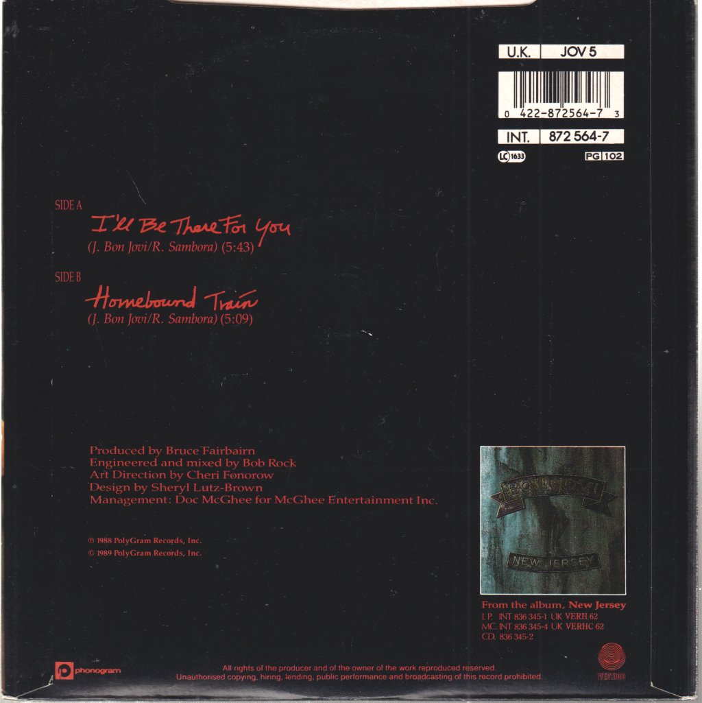 Bon Jovi - I'll Be There For You - 7 Inch