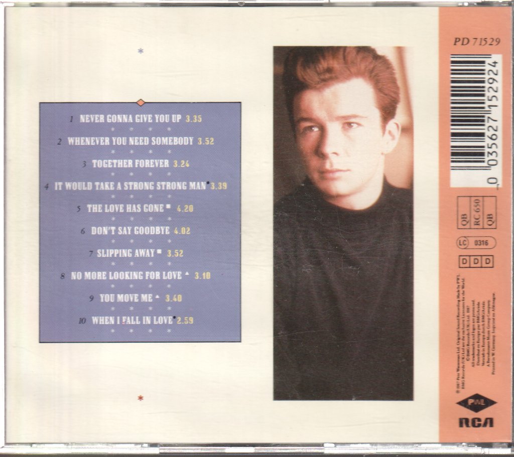 Rick Astley - Whenever You Need Somebody - Cd