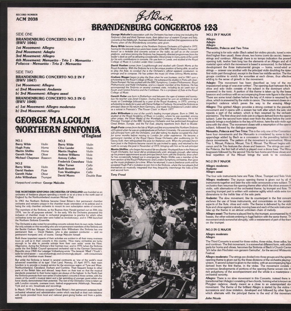 George Malcolm / Northern Sinfonia Of England - J.S. Bach - Complete Brandenburg Concertos - Double Lp