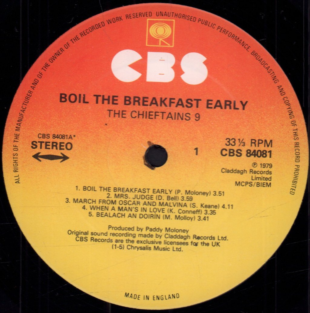 Chieftains - Boil The Breakfast Early - Lp