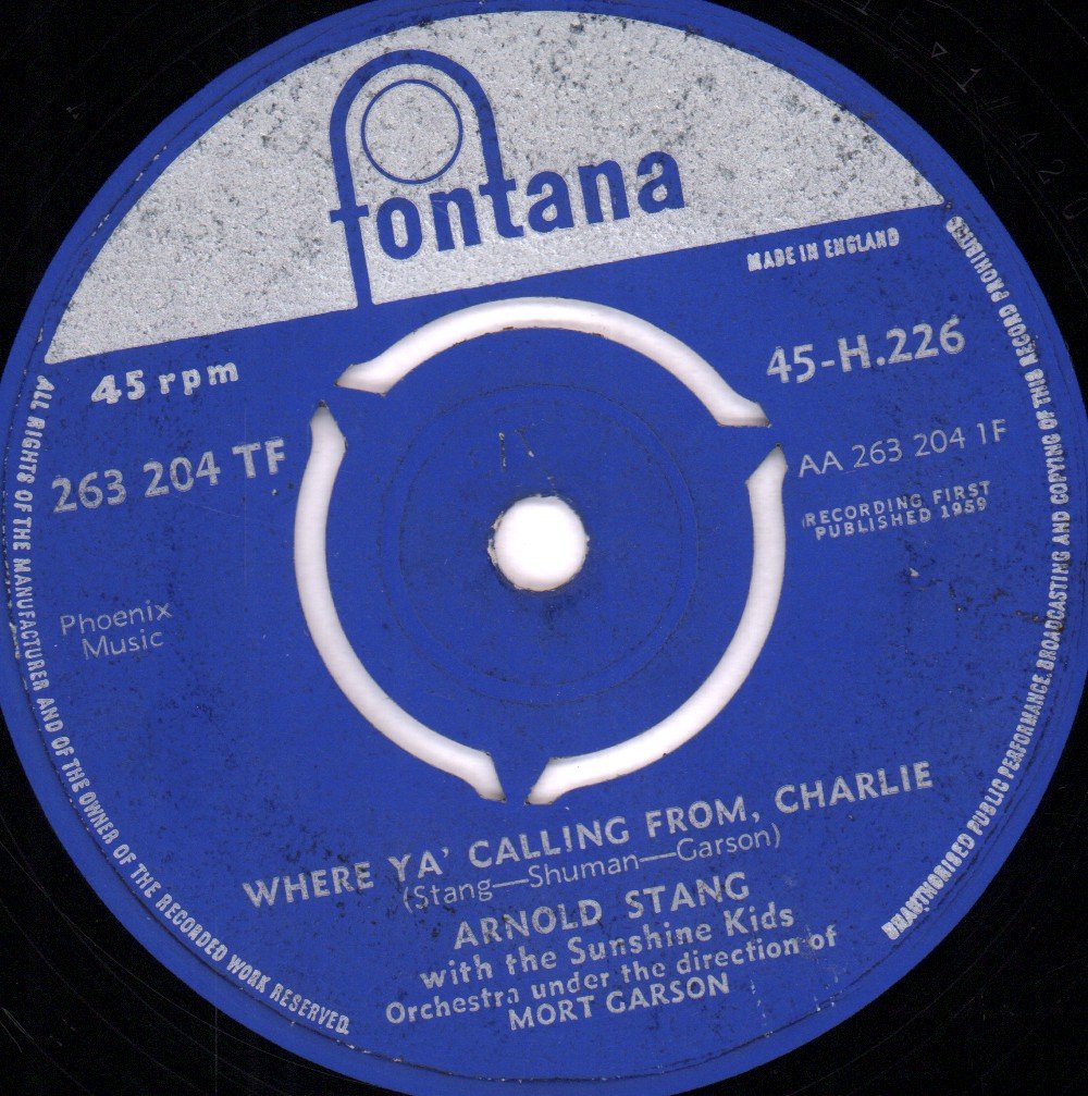 arnold stang with the Sunshine Kids Orchestra - Where Ya' Calling From Charlie - 7 Inch
