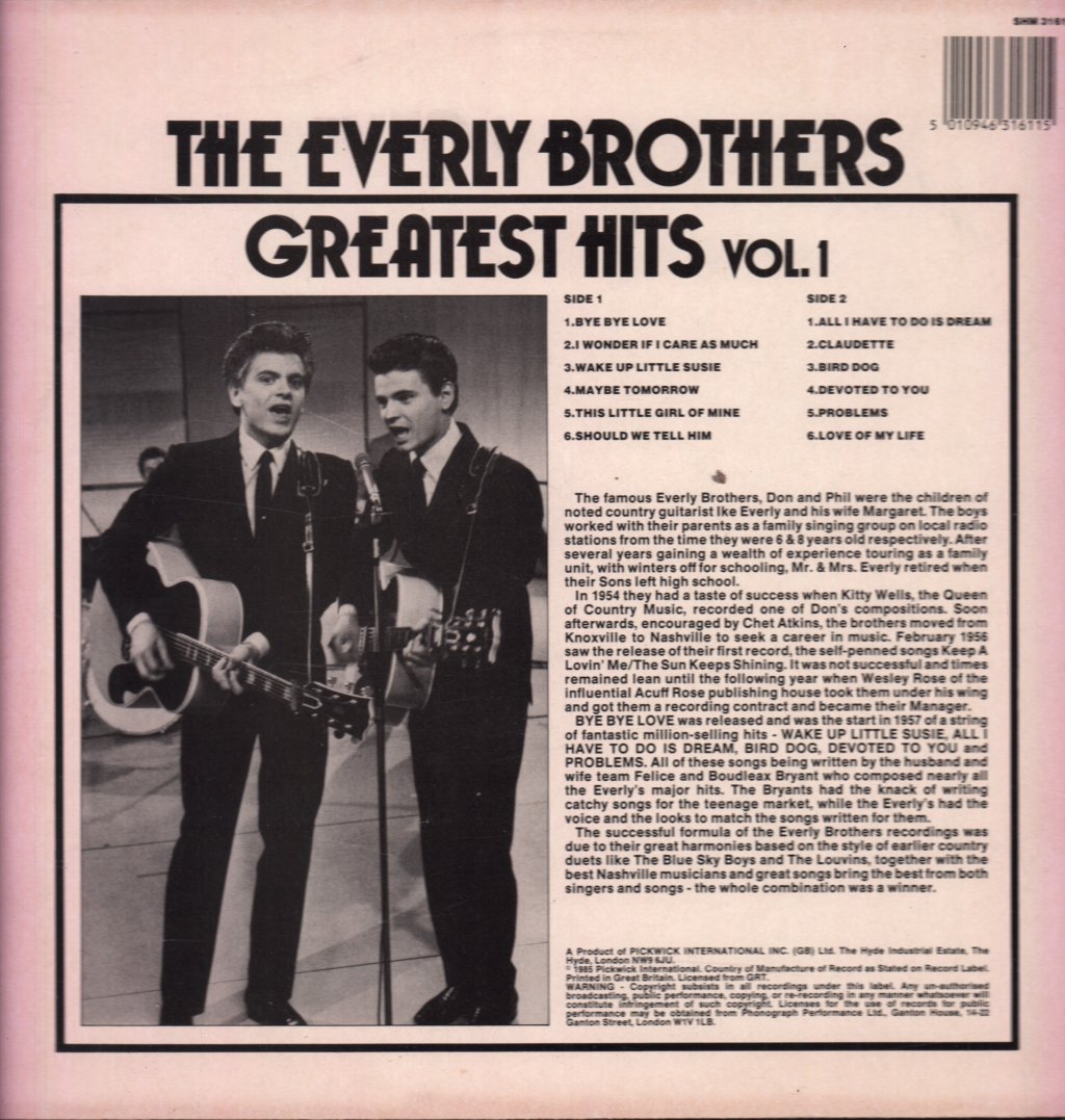Everly Brothers - Greatest Hits Vol 1 - Lp