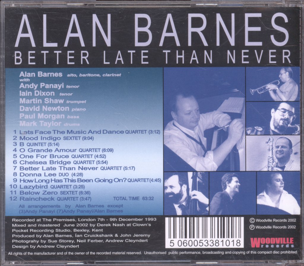 Alan Barnes Quintet, Sextet, Duo, Quartet - Better Late Than Never - Cd