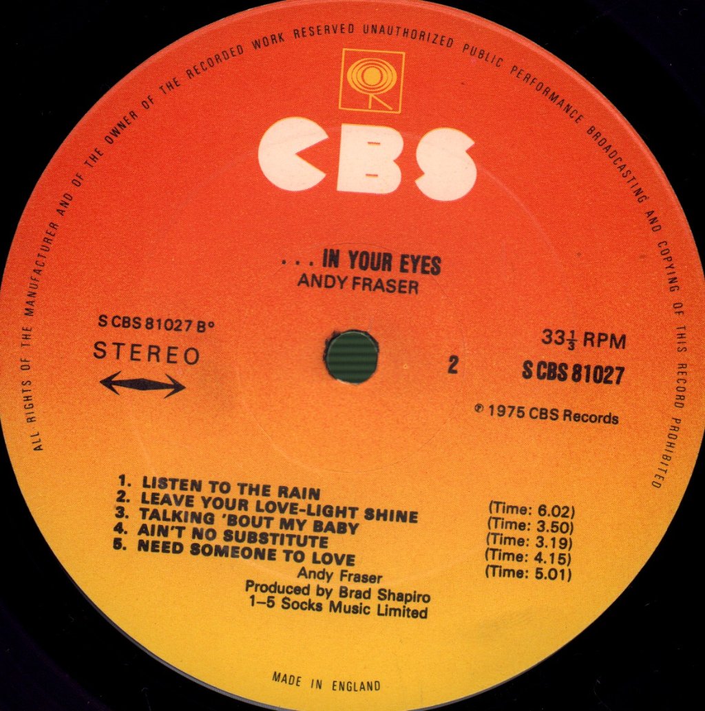 Andy Fraser - In Your Eyes - Lp