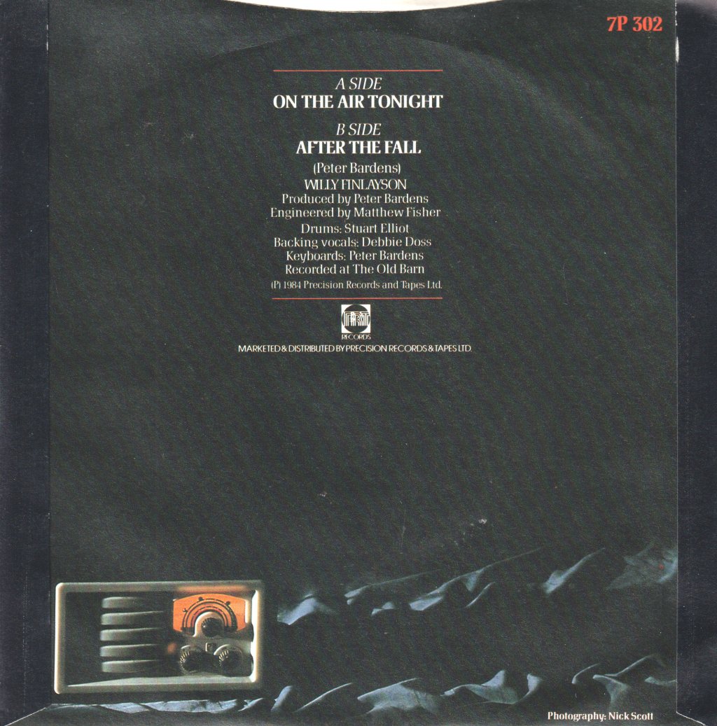 Willy Finlayson - On The Air Tonight - 7 Inch
