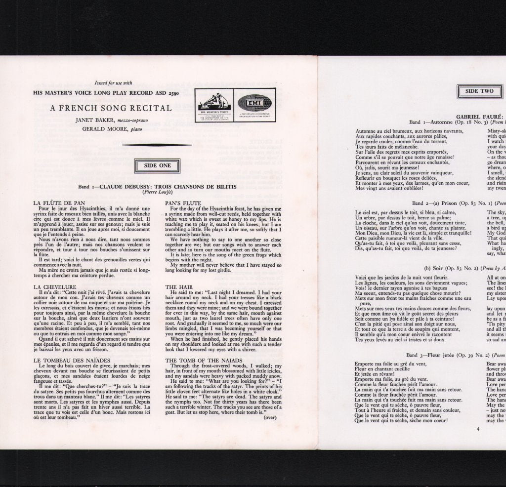 Janet Baker / Gerald Moore - A French Song Recital - Debussy / Fauré / Duparc - Lp