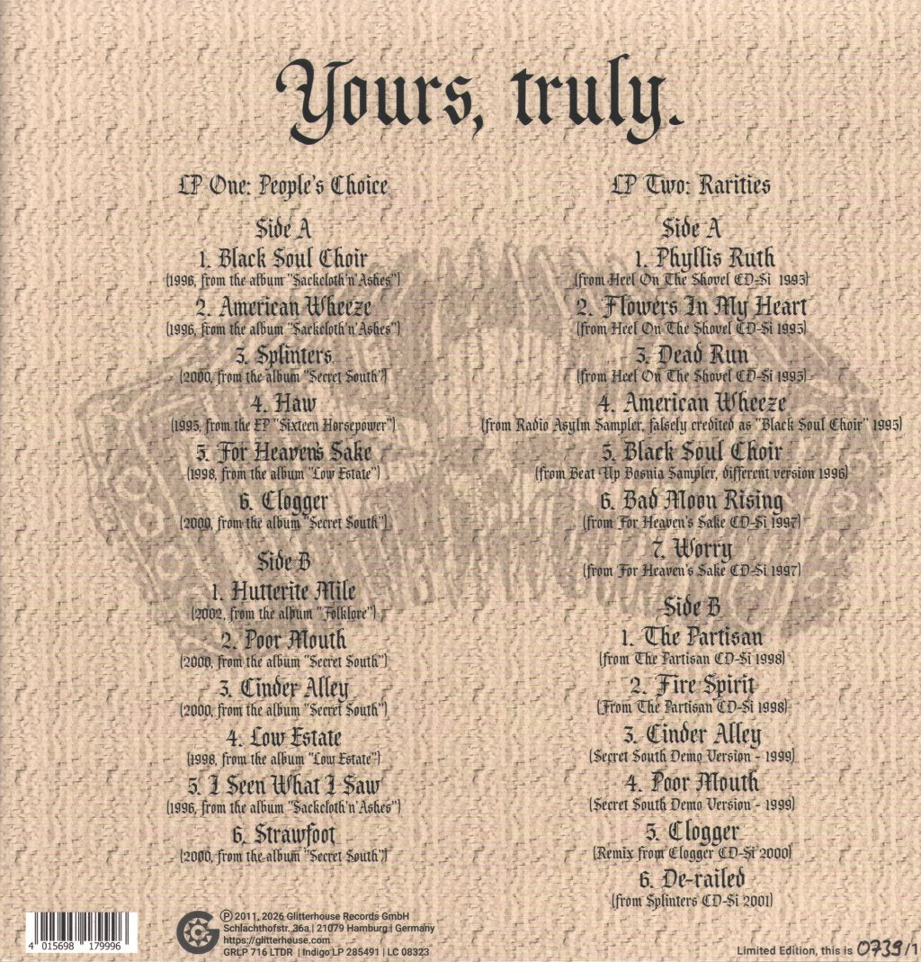 16 Horsepower - Yours, Truly - Double Lp
