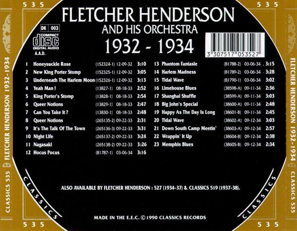 Fletcher Henderson And His Orchestra - 1932–1934 - Cd