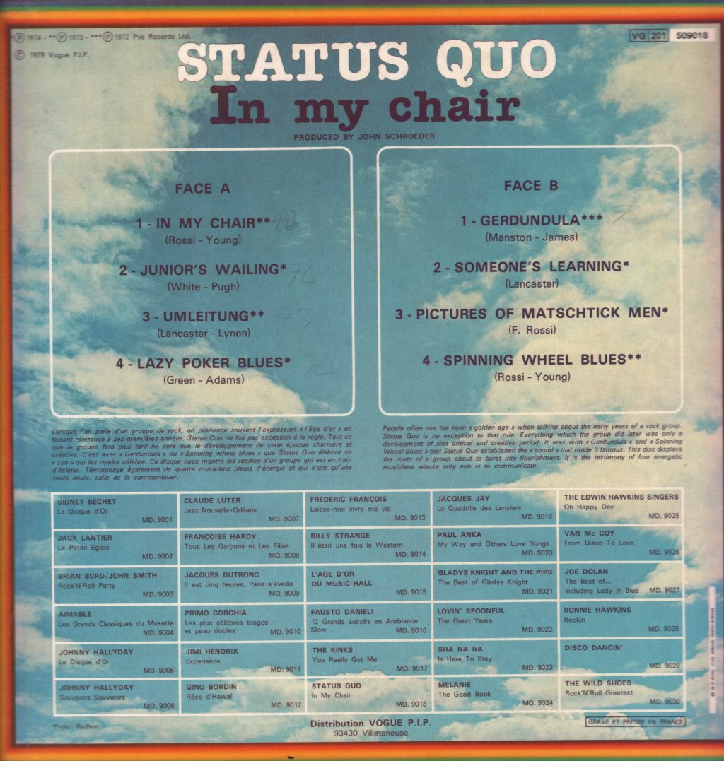 Status Quo - In My Chair - Lp