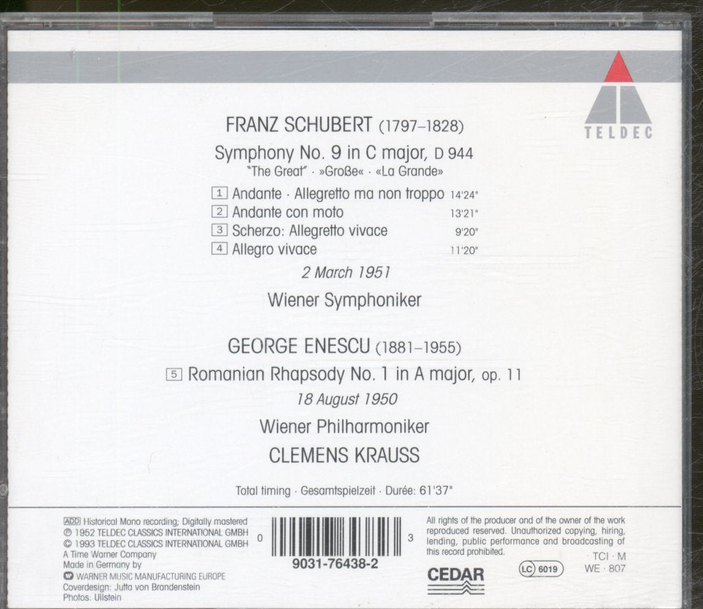 Clemens Krauss - Schubert Symphony no 9 - Cd