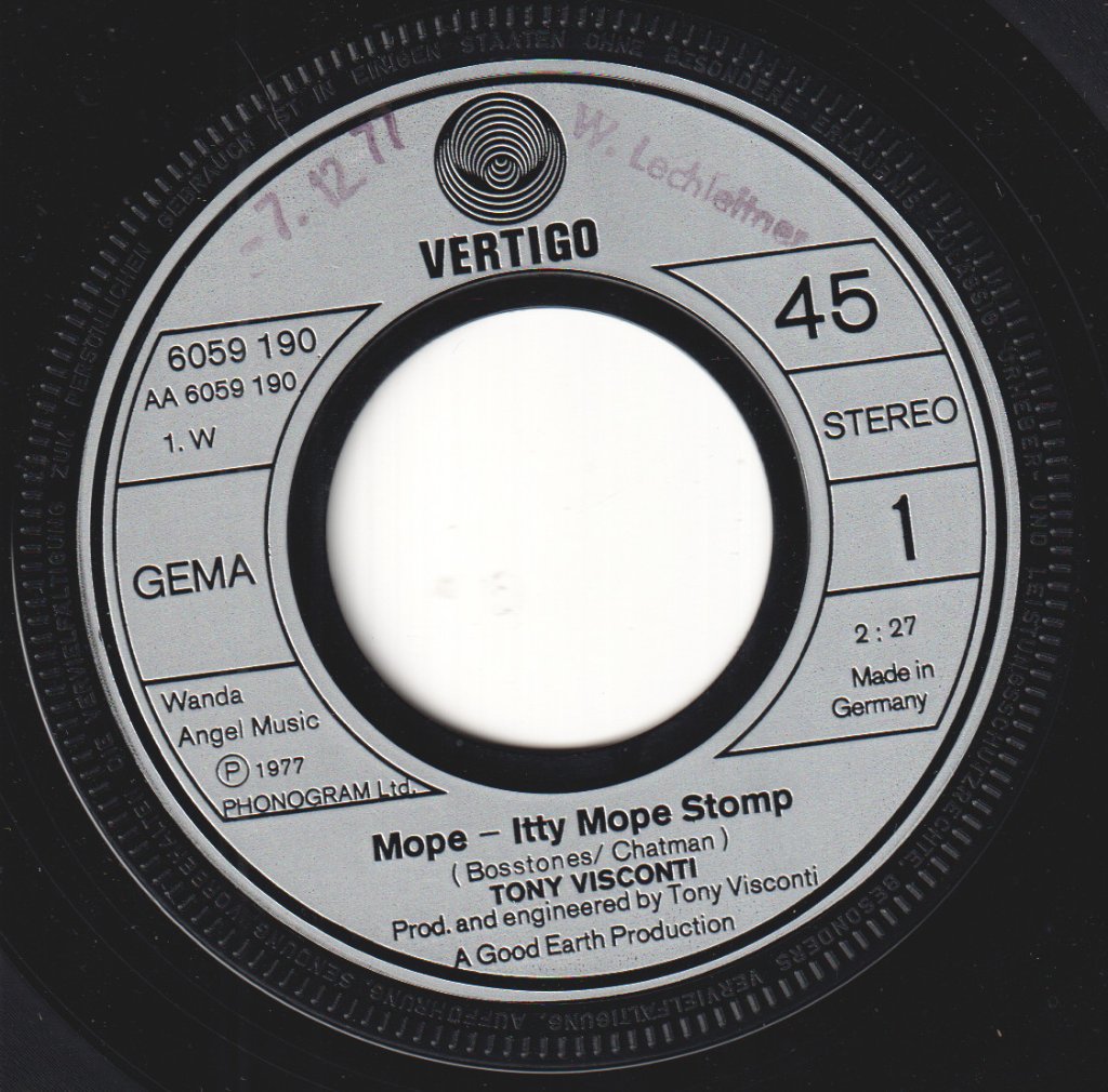 Tony Visconti - Mope-Itty Mope Stomp - 7 Inch