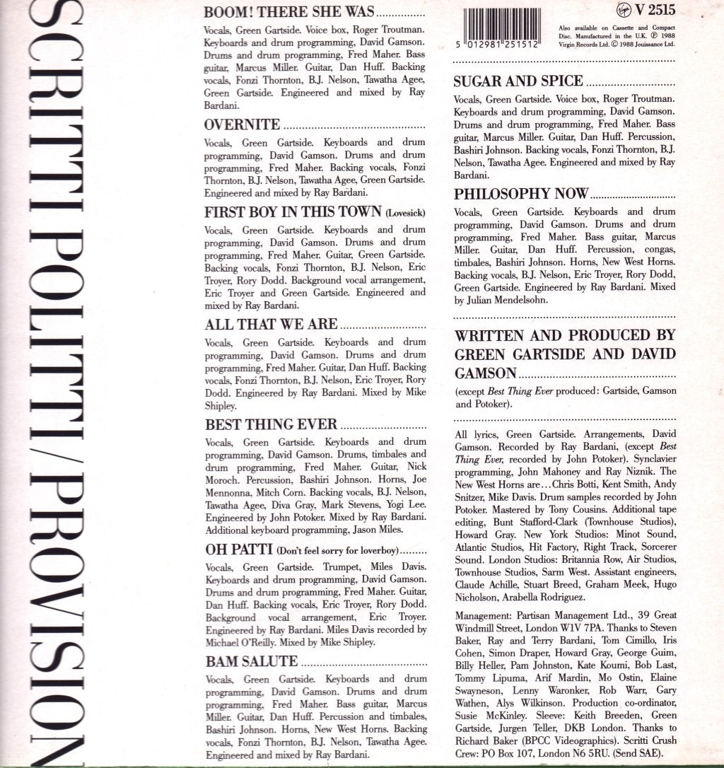 Scritti Politti - Provision - Lp