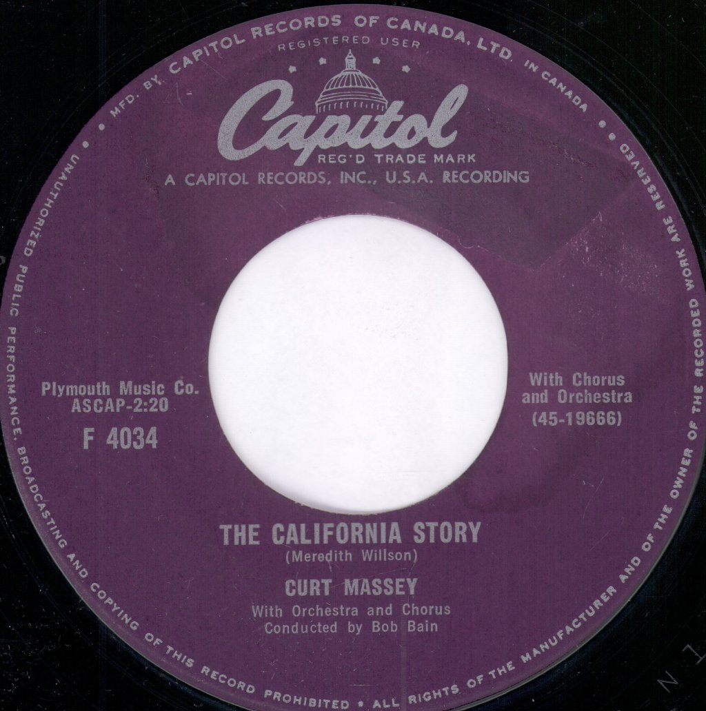 Curt Massey And Martha Tilton - San Diego Waltz / The California Story - 7 Inch