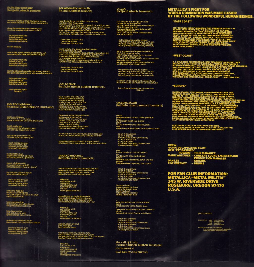 Metallica - Ride The Lightning - Lp