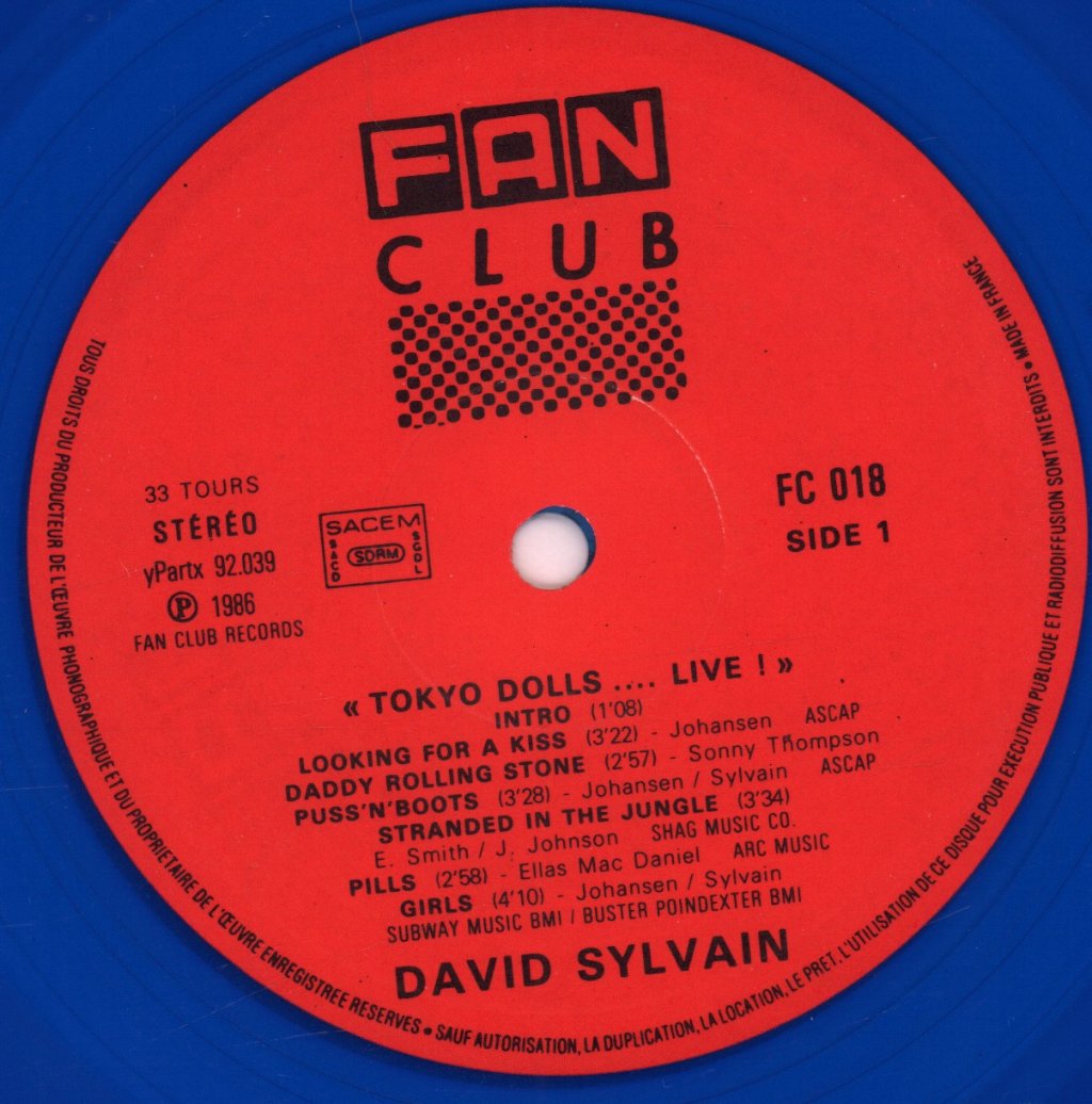 David And Sylvain - Tokyo Dolls Live - Lp