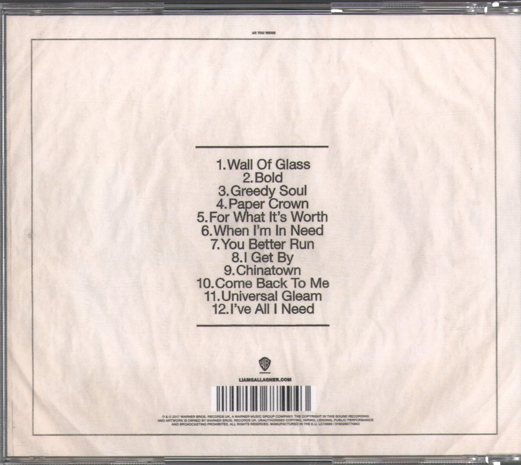Liam Gallagher - As You Were - Cd