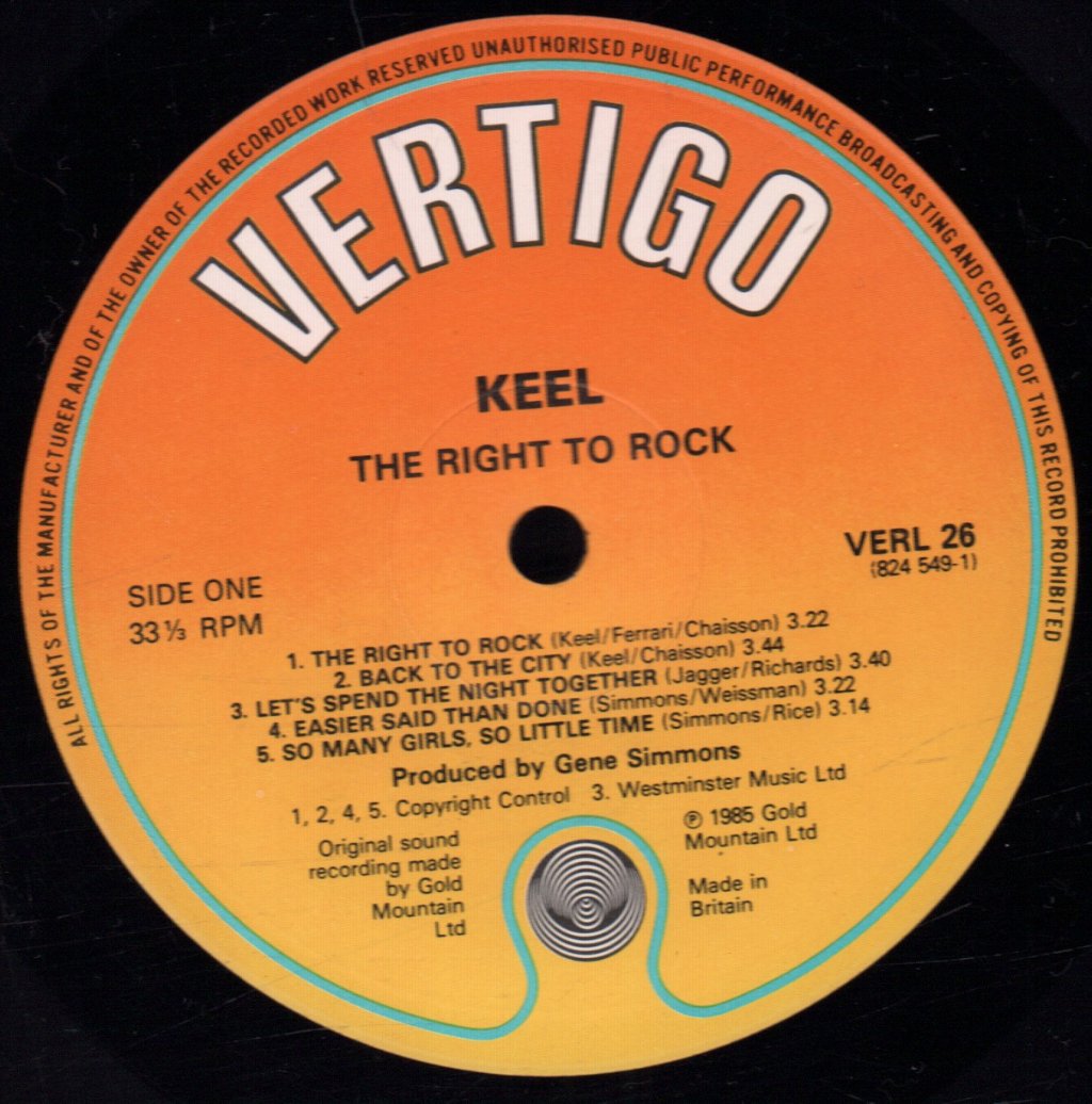 Keel - Right To Rock - Lp