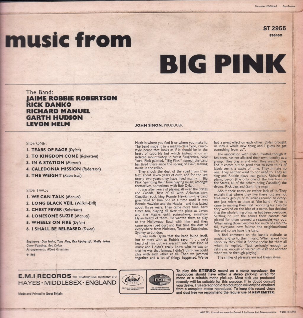 Band - Music From Big Pink - Lp