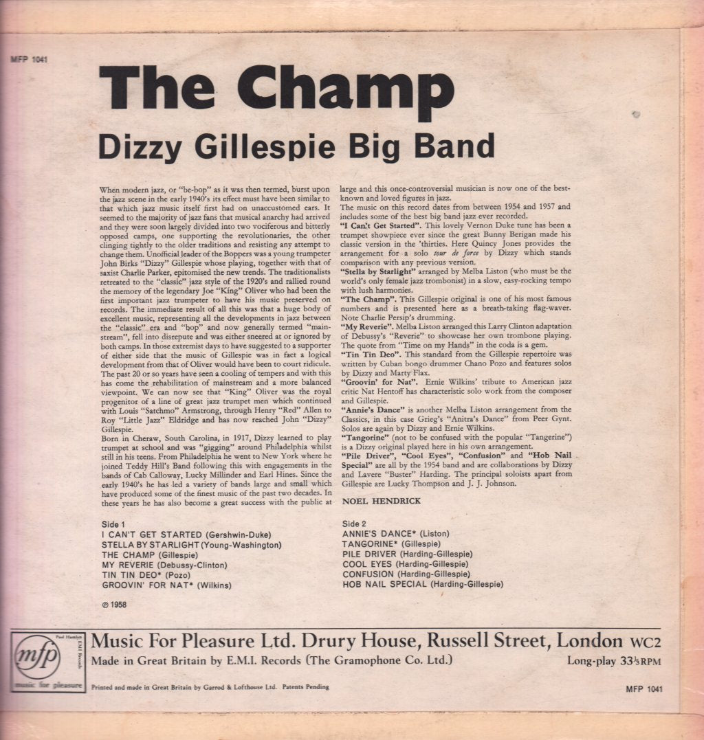 Dizzy Gillespie - Champ - Lp