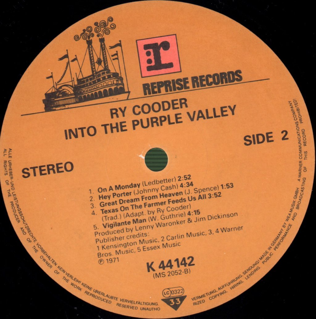Ry Cooder - Into The Purple Valley - Lp
