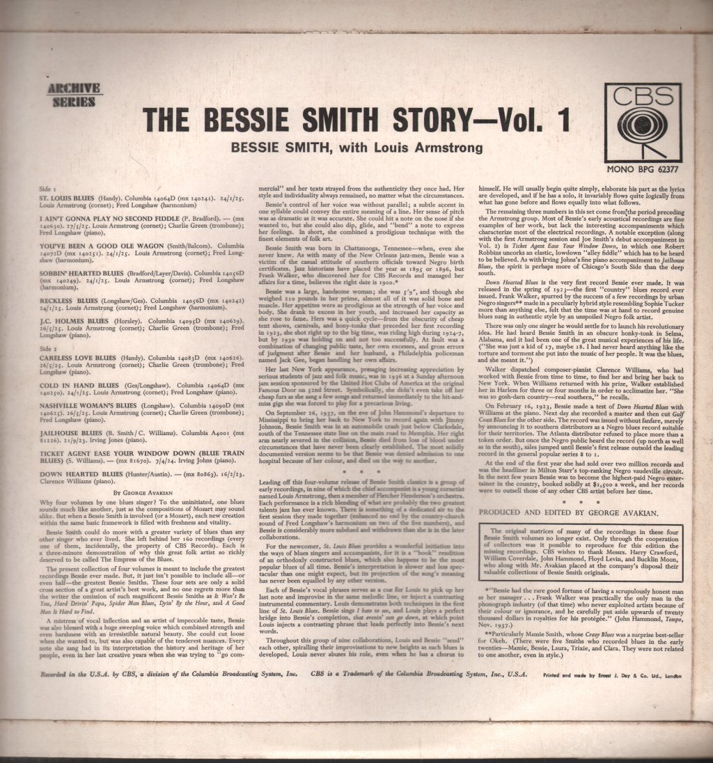 Bessie Smith - Story Volume 1 - Lp