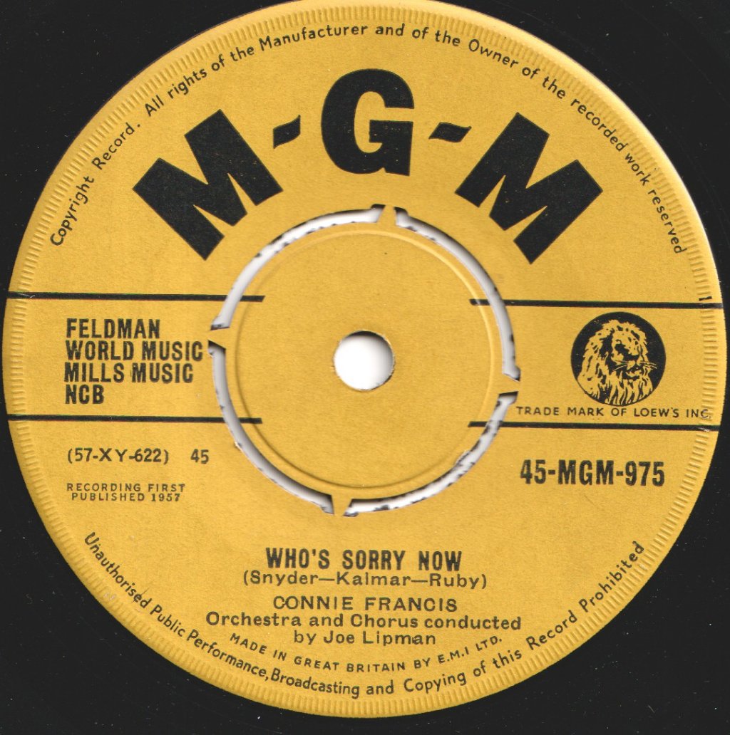 Connie Francis - Who's Sorry Now - 7 Inch