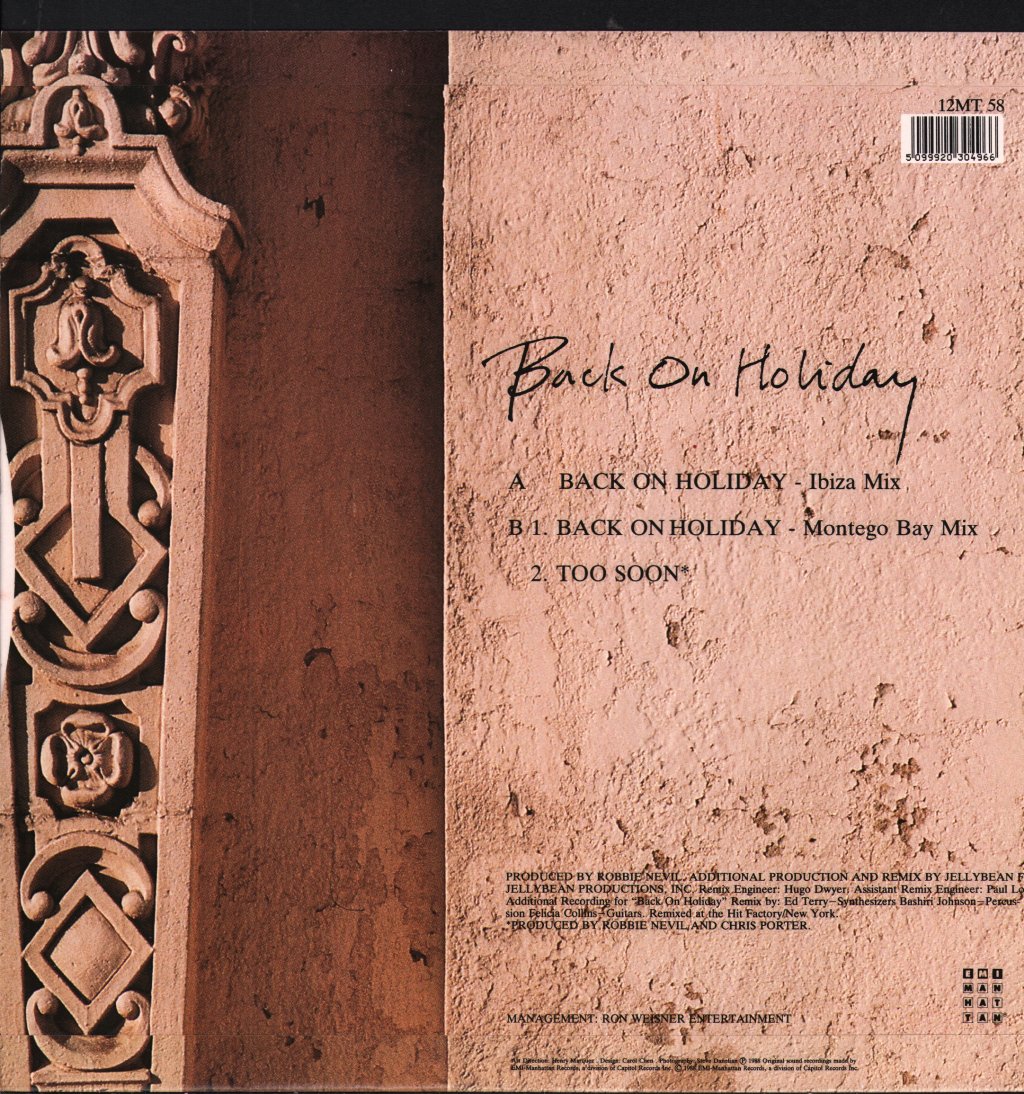 Robbie Nevil - Back On Holiday - 12 Inch