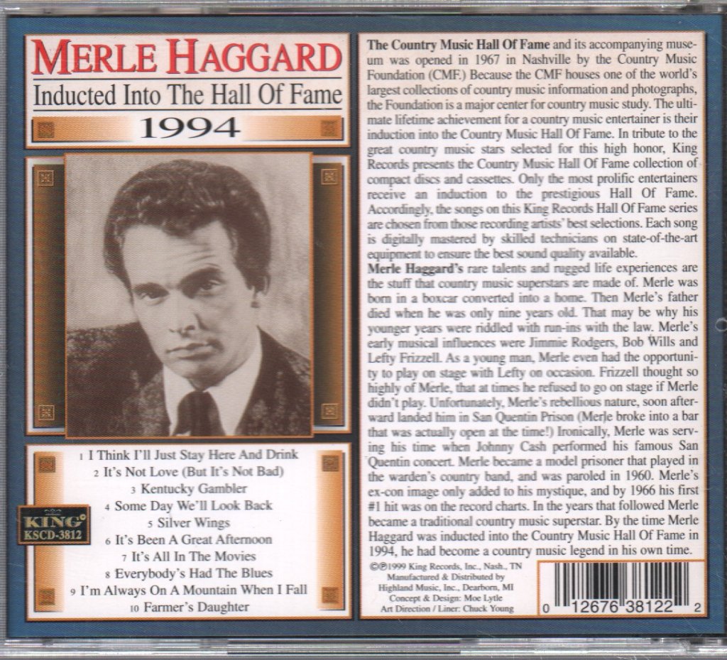 Merle Haggard - hall of fame inducted 1994 - Cd