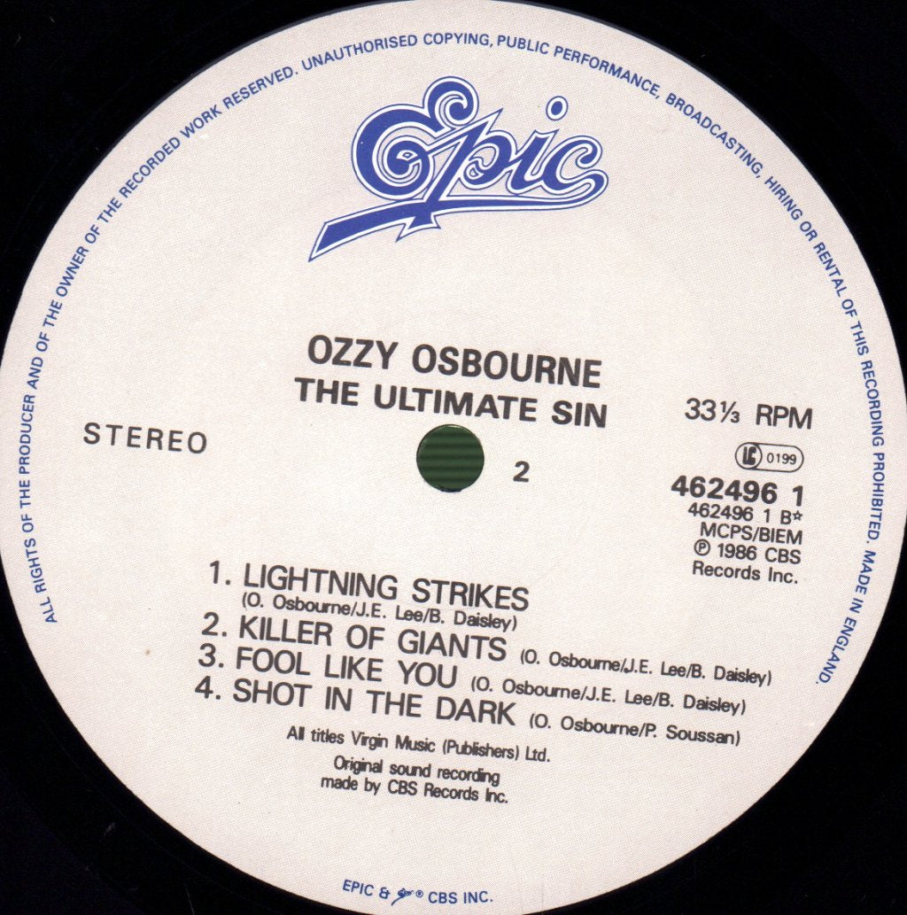 Ozzy Osbourne - Ultimate Sin - Lp