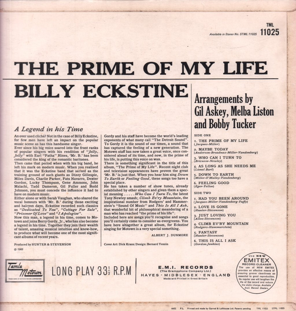 Billy Eckstine - Prime Of My Life - Lp
