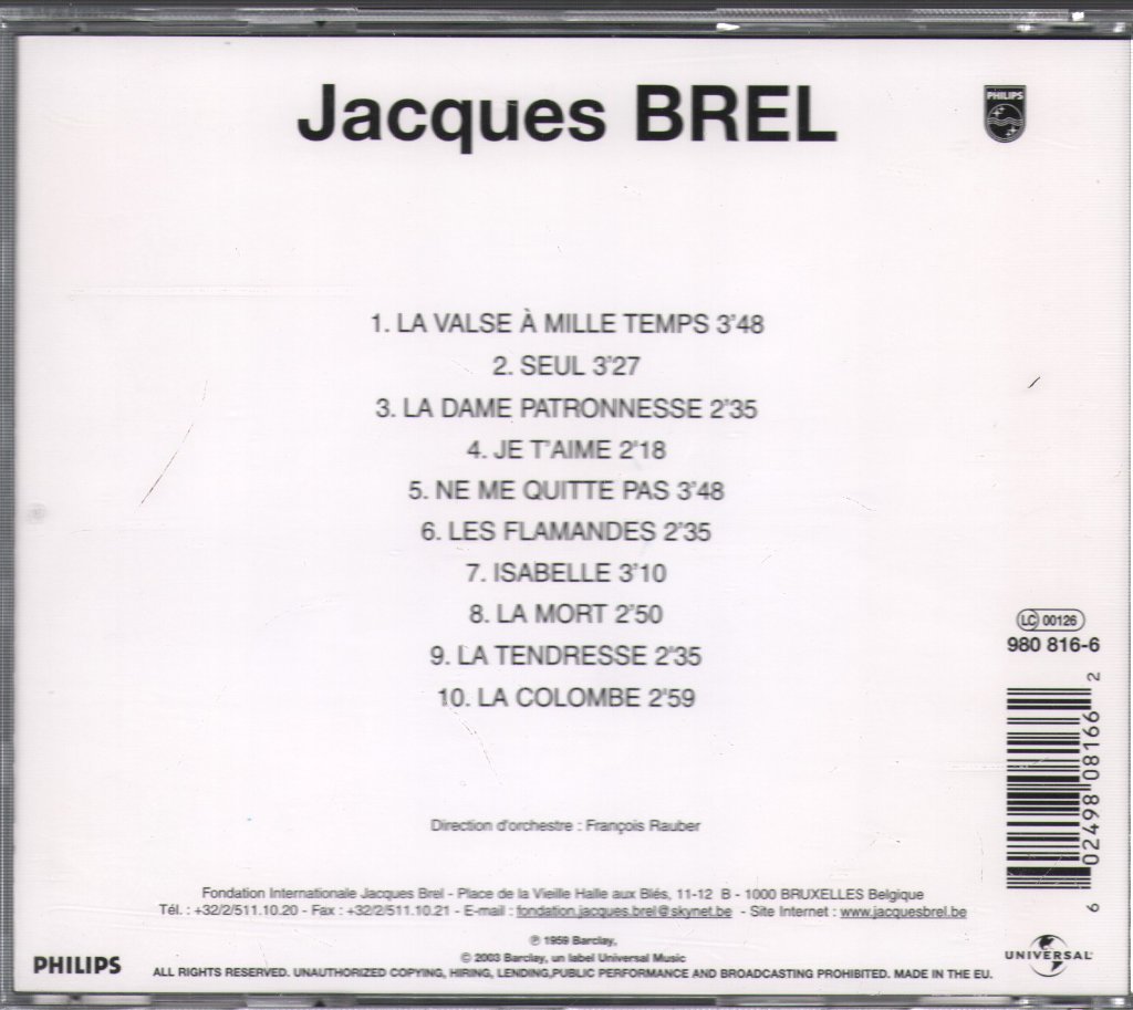 Jacques Brel - La Valse À Mille Temps - Cd