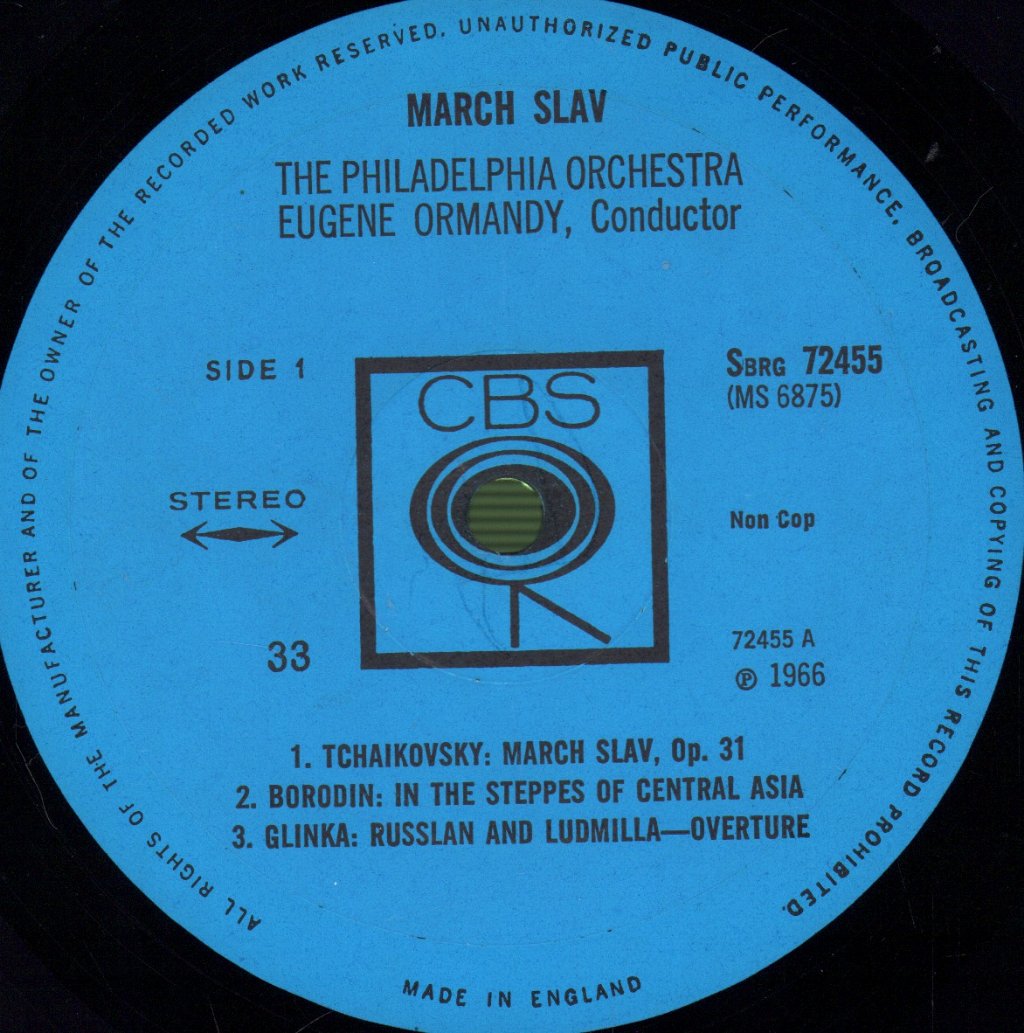 Philadelphia Orchestra / Eugene Ormandy - March Slav - Lp