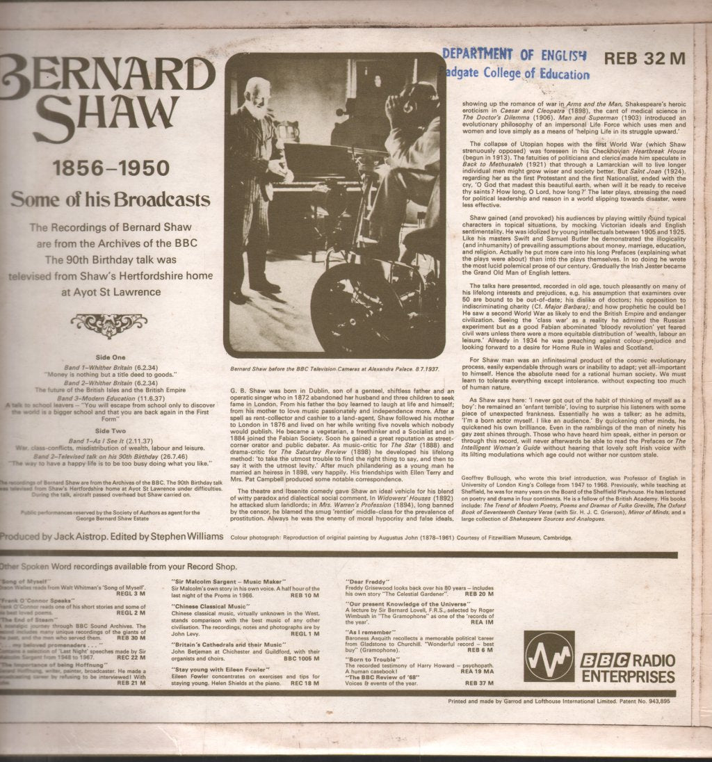 Bernard Shaw - Some Of His Broadcasts - Lp