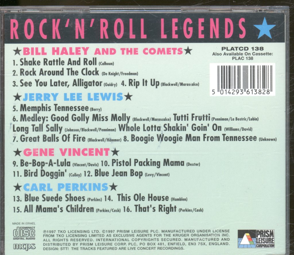 Bill Haley, Jerry Lee Lewis, Gene Vincent, Carl Perkins - Rock 'N' Roll Legends - The Best Of Bill Haley * Jerry Lee Lewis * Gene Vincent * Carl Perkins - Cd