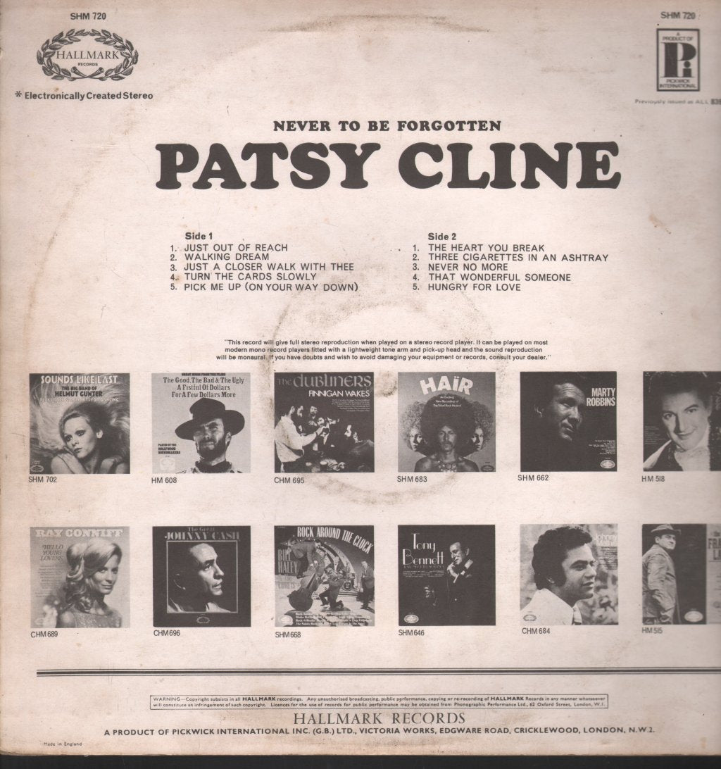 Patsy Cline - Never To Be Forgotten - Lp