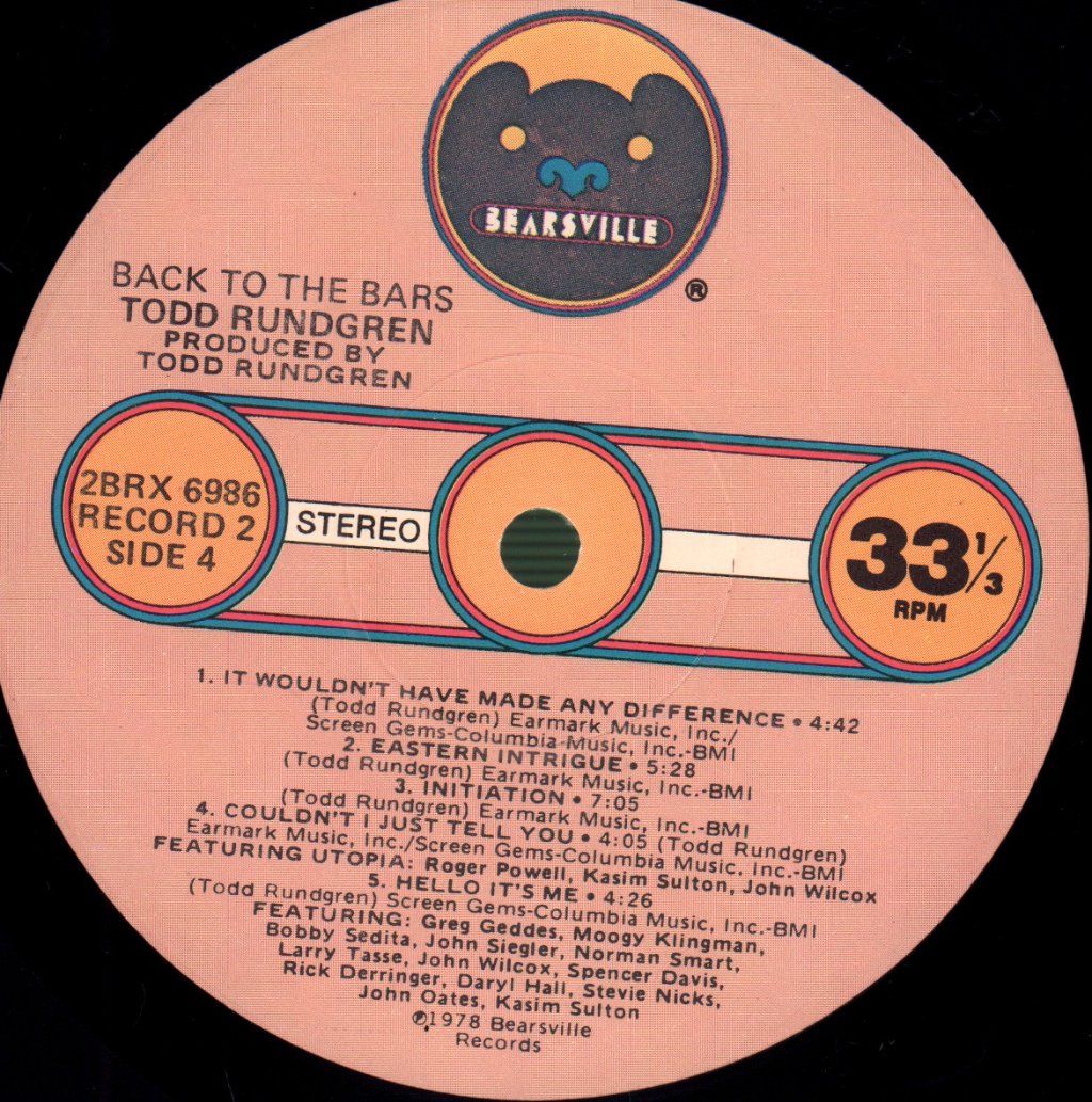 Todd Rundgren - Back To The Bars - Double Lp