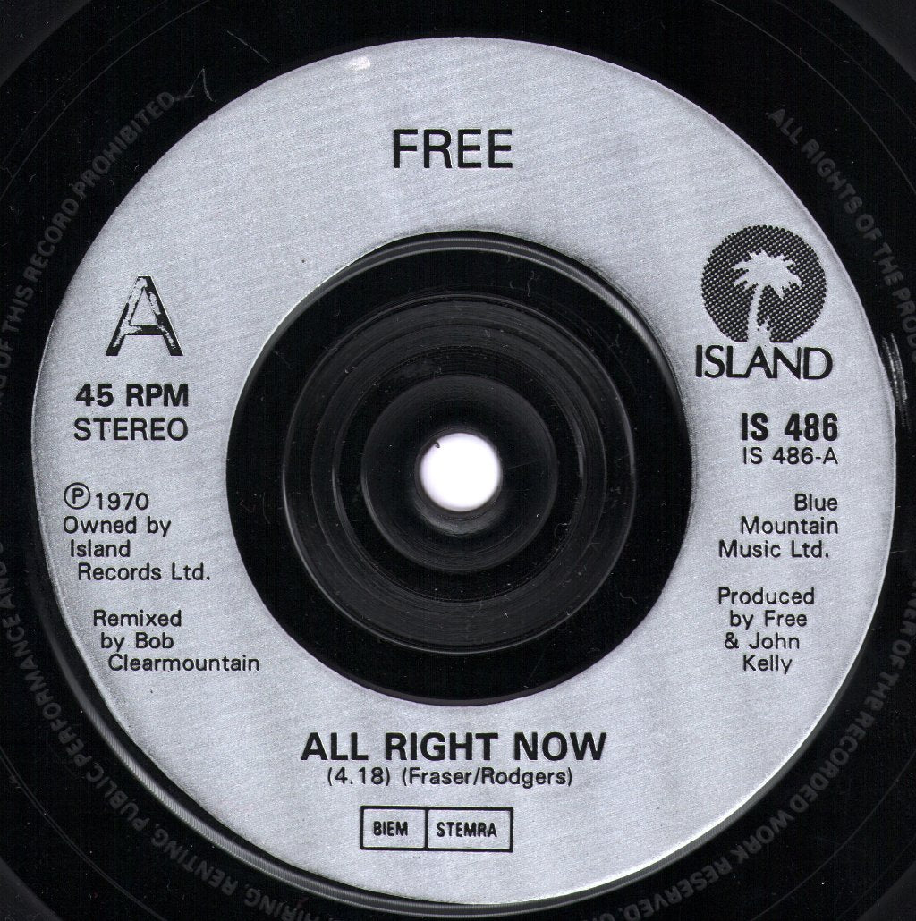 Free (Blues/Rock Group) - All Right Now - 7 Inch