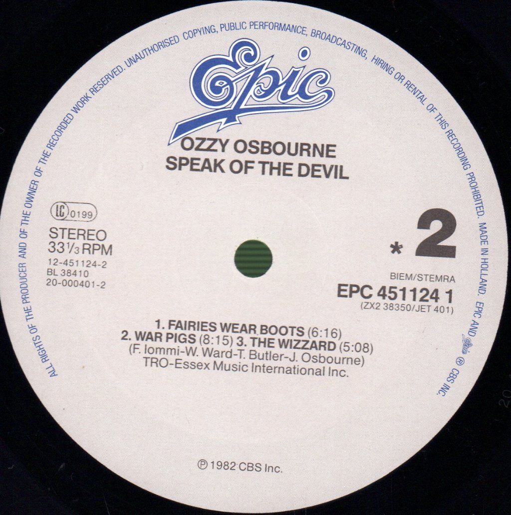 Ozzy Osbourne - Speak Of The Devil - Double Lp
