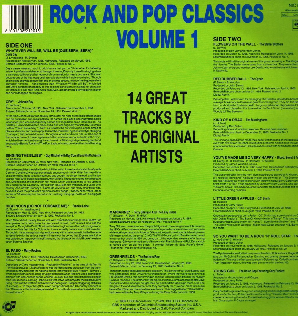 Various Artists - Rock and Pop Classics Volume 1 - Lp