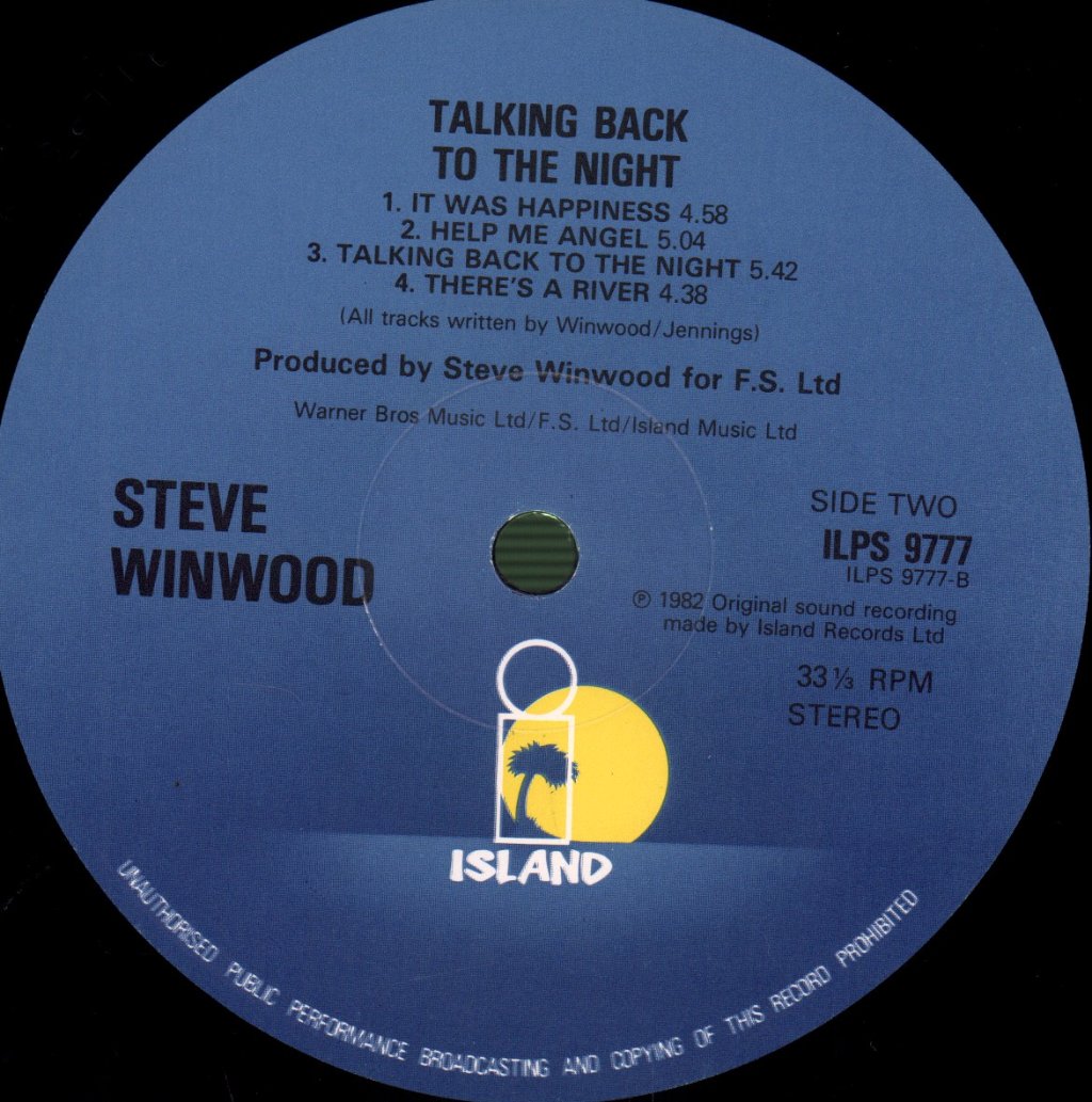 Steve Winwood - Talking Back To The Night - Lp