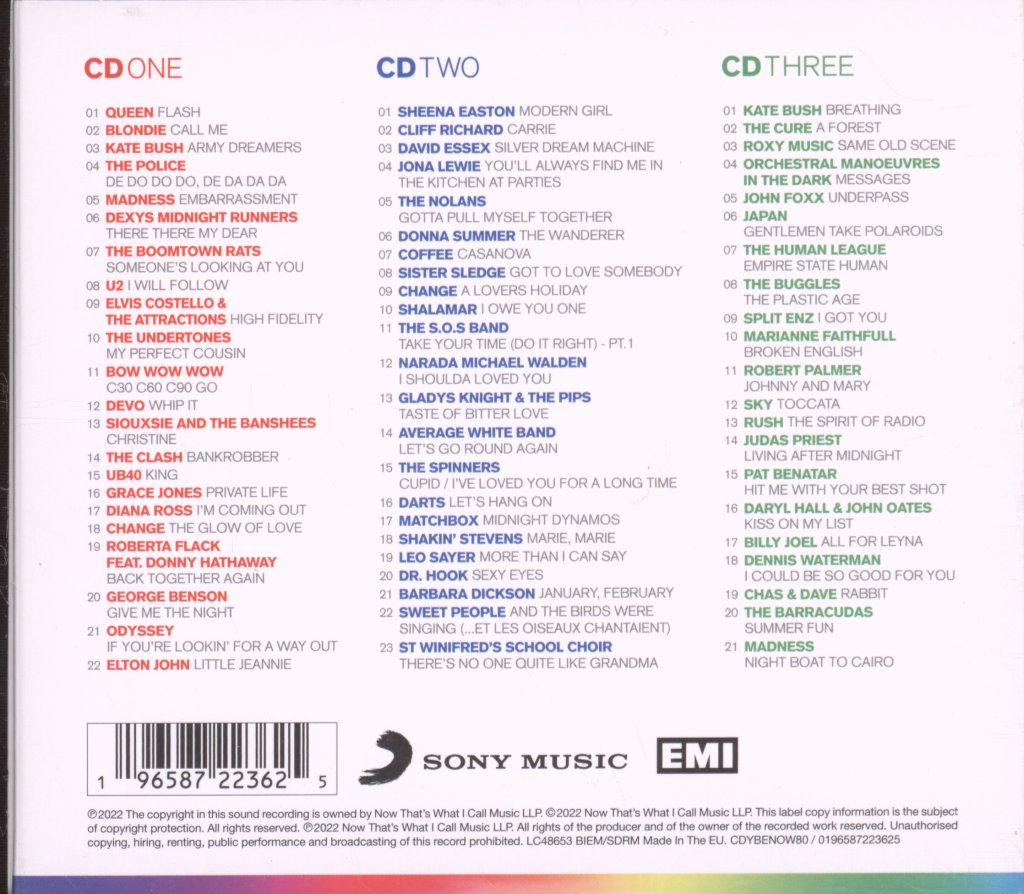 Various Artists - Now Yearbook Extra '80 (66 More Essential Hits From 1980) - Triple Cd